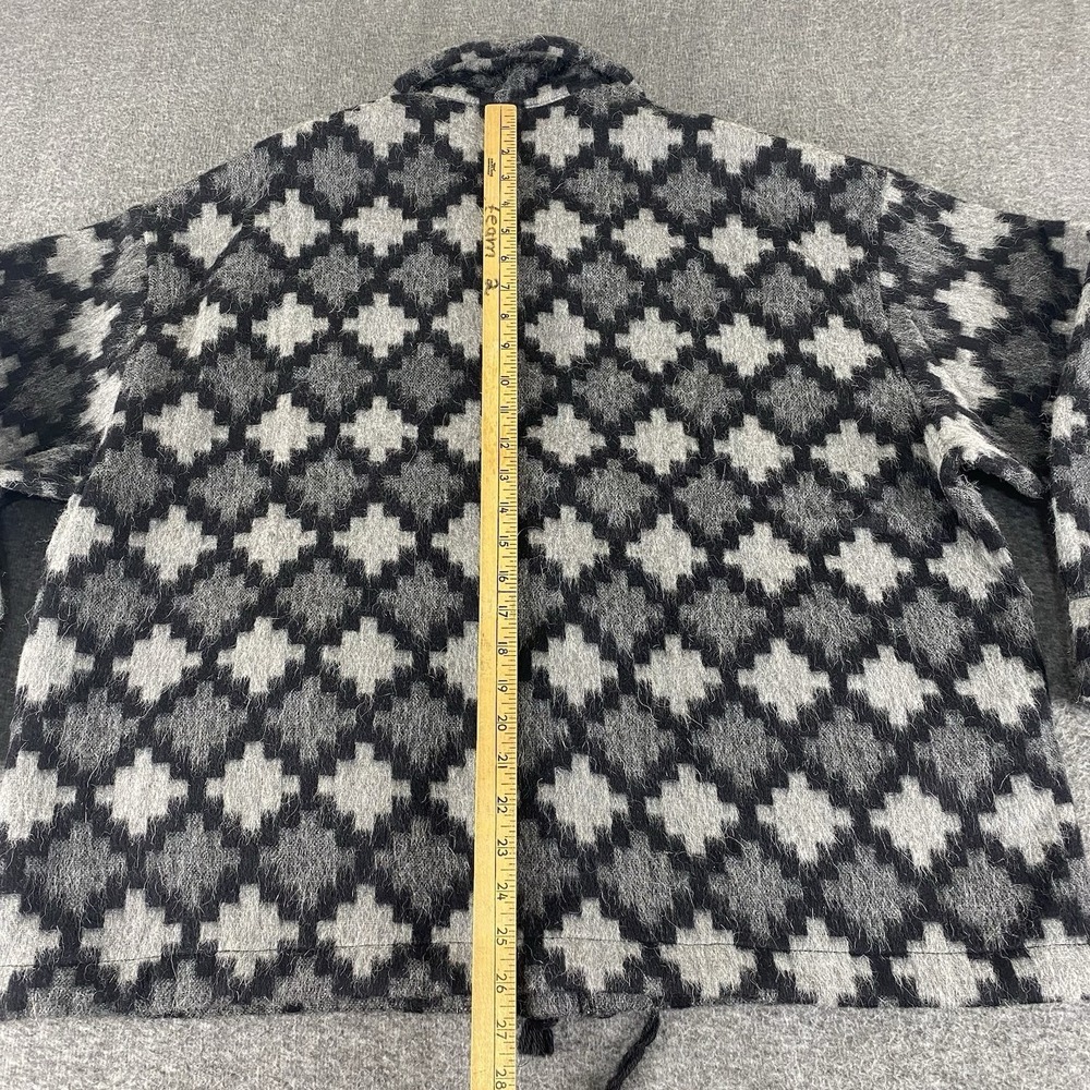 NWT Alpaca Wool Blend Southwestern Jacket Womens Gray Black 50% Alpaca Coat XL - Picture 13 of 13